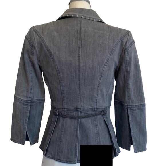 Alice + Olivia MILITARY Jacket Sz S/P Gray Chain Moto London Goth Grunge Fairy - Picture 8 of 10